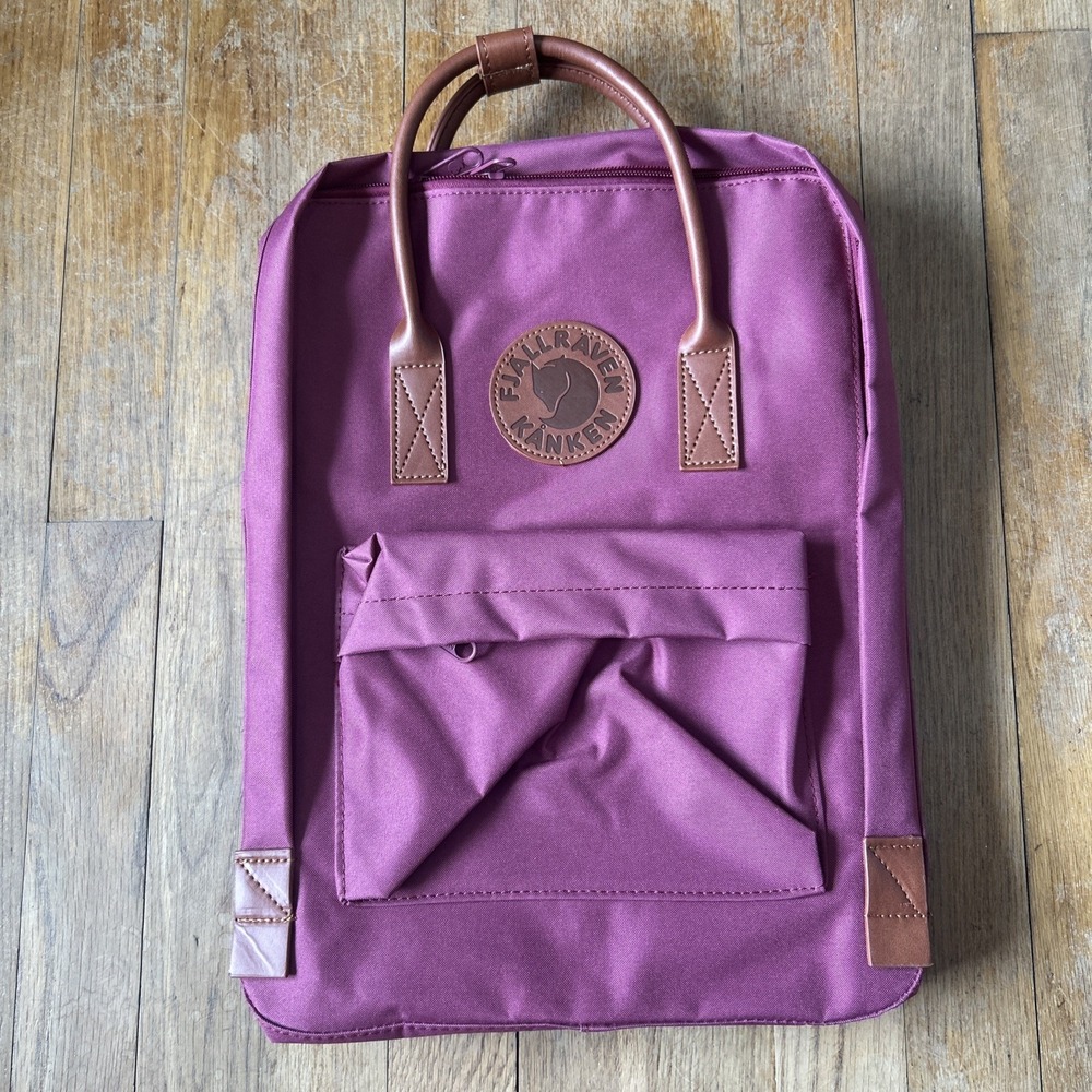 Fjallraven Kanken No. 2 Backpack Plum Burgundy G-1000 Leather Trim Bag